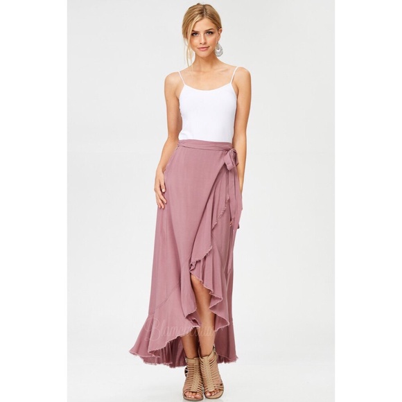 Rose high-low wrap skirt ruffle hem - Picture 2 of 3